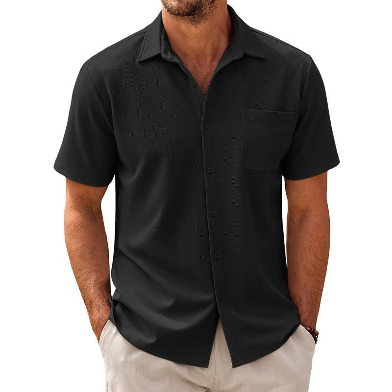 Men's Short Sleeve Cotton Blend Casual Shirt