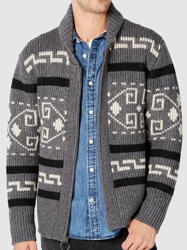 Rhys | Men's Geometric Pattern Winter Cardigan