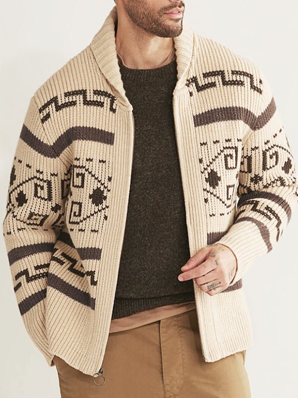 Rhys | Men's Geometric Pattern Winter Cardigan