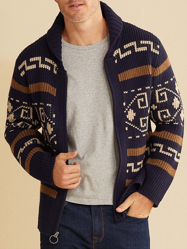 Rhys | Men's Geometric Pattern Winter Cardigan