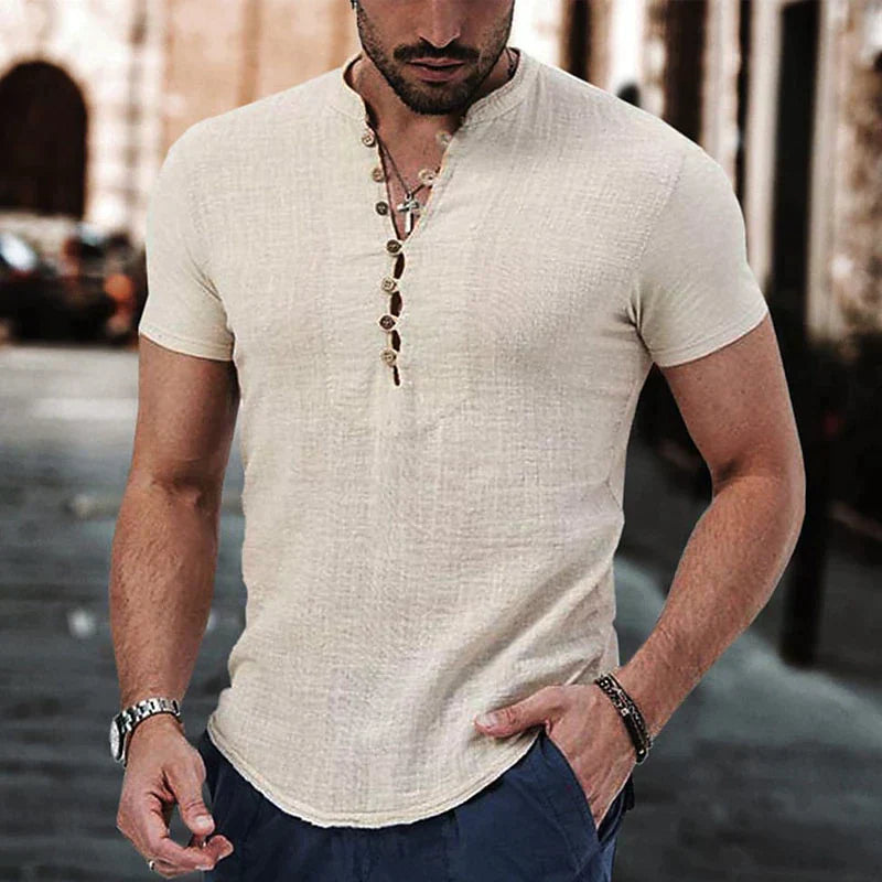 Lightweight Casual Henley Shirt for Men