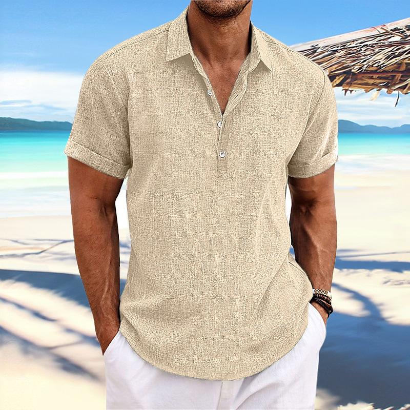 Men's Short Sleeve Cotton Linen Shirt