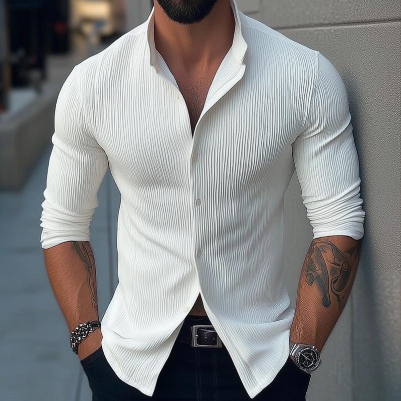 Long Sleeve Shirt with Stand Collar